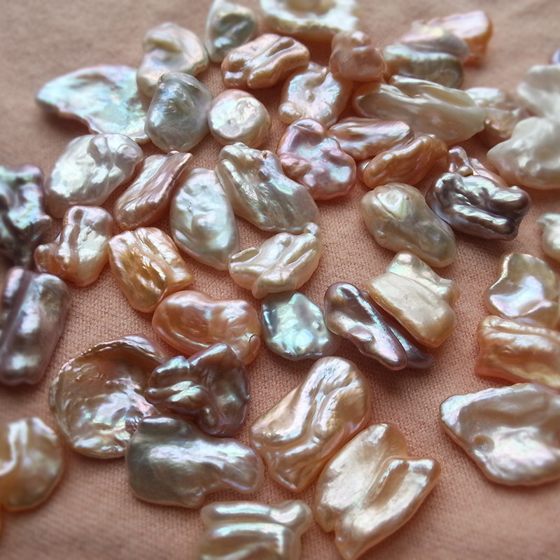 天然淡水珍珠散珍珠巴洛克扁珠异形不规则珍珠diy定制项链吊坠