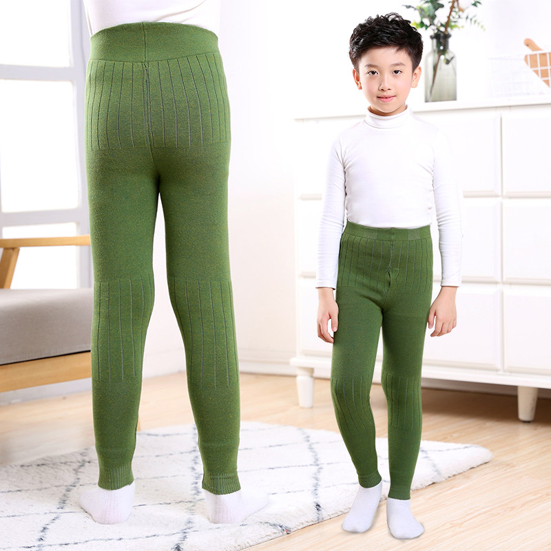 儿童保暖裤男童加厚加绒冬季羊绒裤羊毛裤中大童高腰小孩秋裤毛线