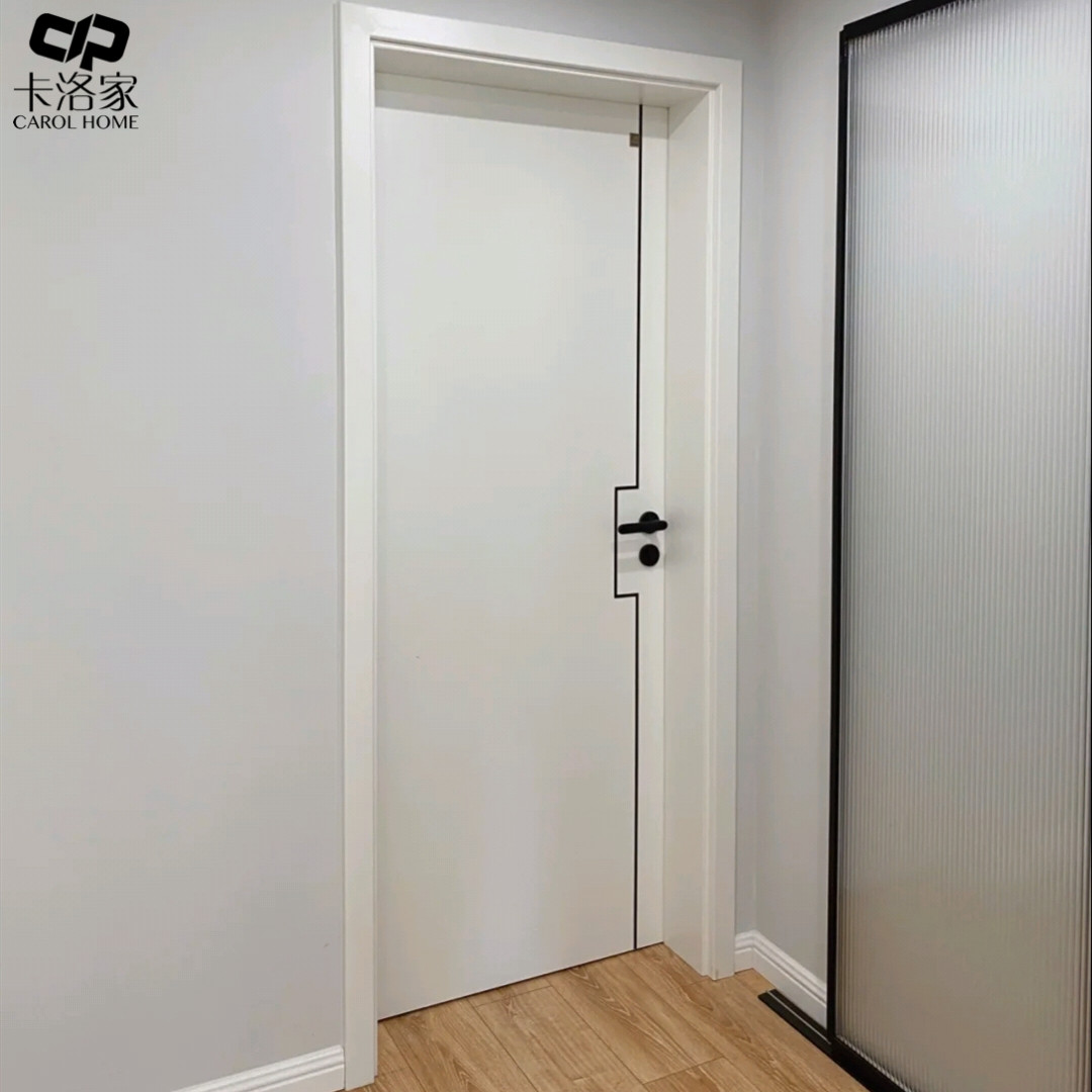 他她官方实木复合烤漆极窄纯原木卧室套室内房间木门现代简约