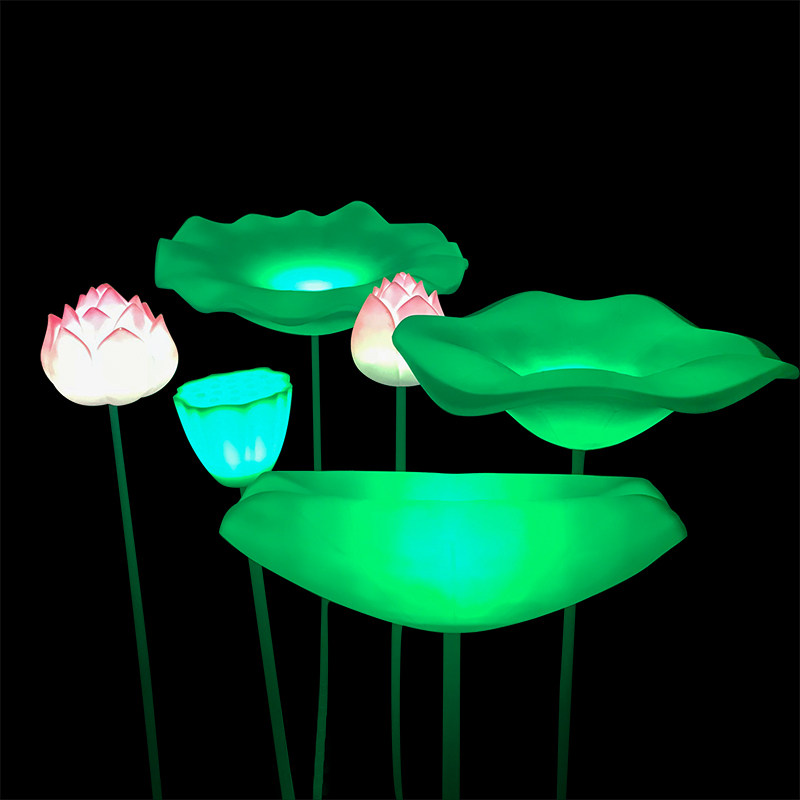 pe荷花灯led荷花景观灯led莲花造型灯公园湖面池塘景区水上亮化灯