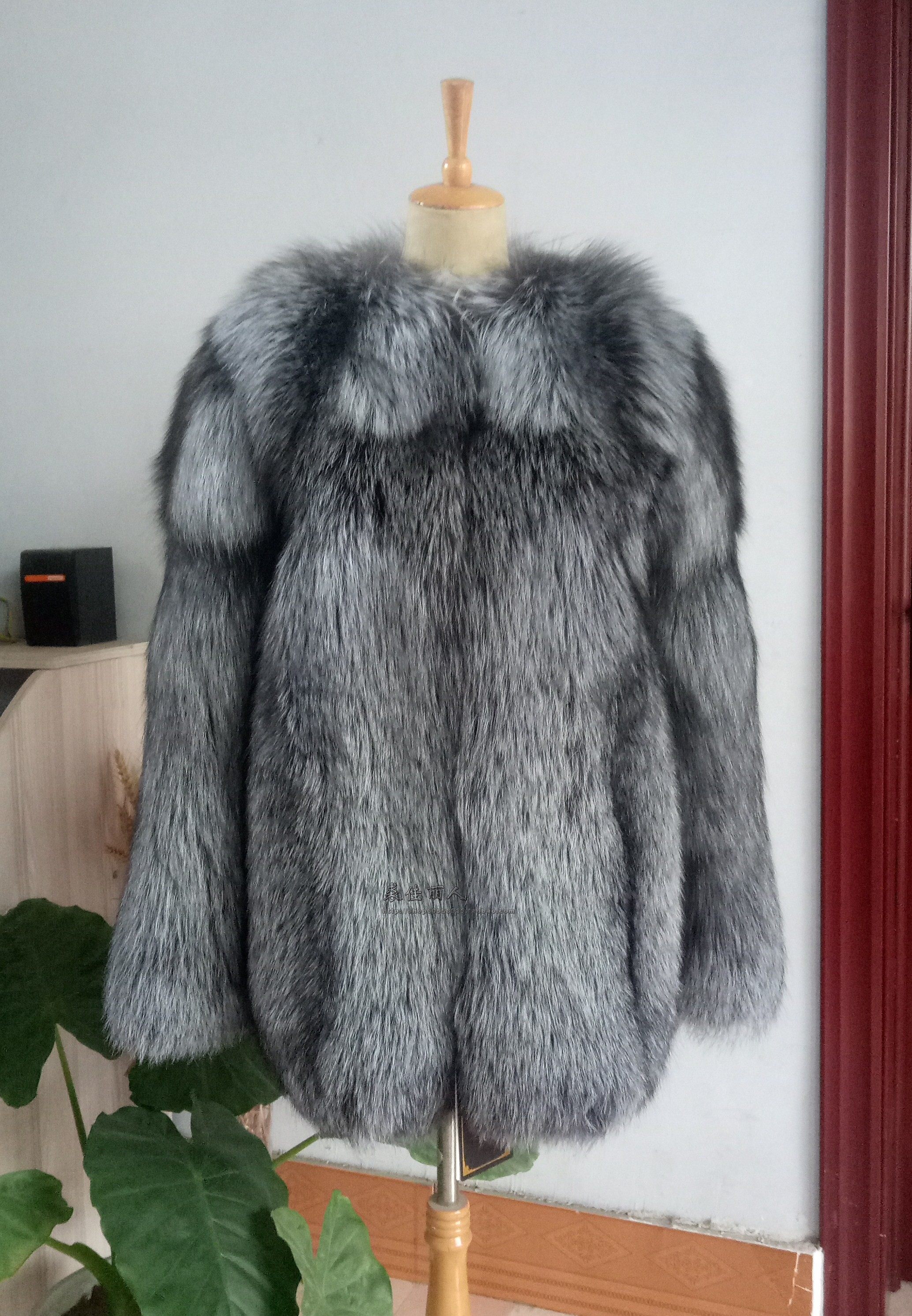 进口银狐皮草外套