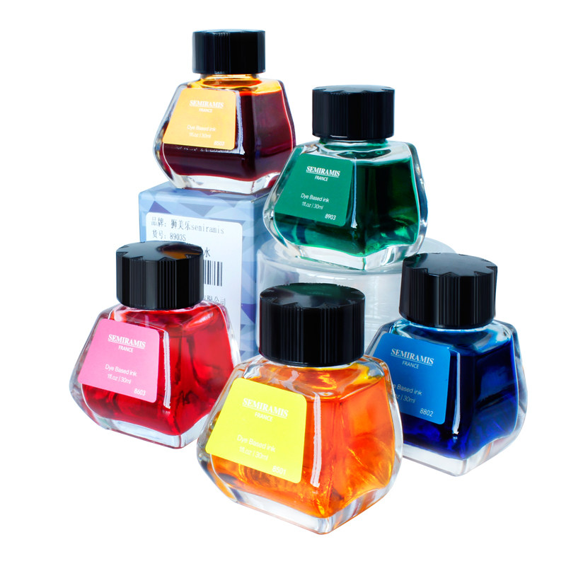 法国狮美乐进口钢笔彩色墨水非碳素钢笔墨水玻璃蘸水笔彩墨不堵笔