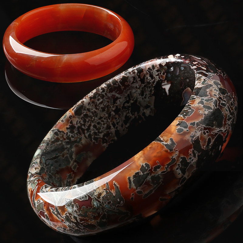 亲宝水晶稀有龙鳞绯红玛瑙手镯女款复古简约个性异象镯子饰品礼物