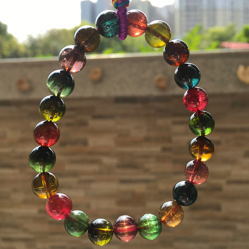 亲宝水晶天然巴西浓情碧玺手链女款暗碧玺手串饰品礼物捡漏开秒