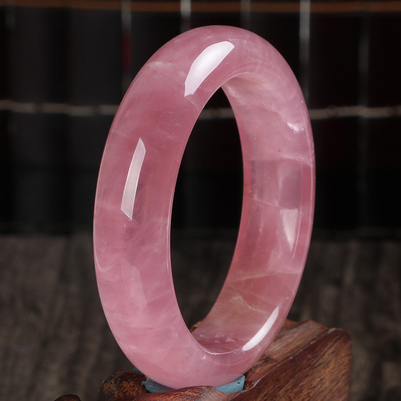 亲宝水晶天然马达加斯加粉晶手镯女款天然粉水晶芙蓉石送七夕礼物