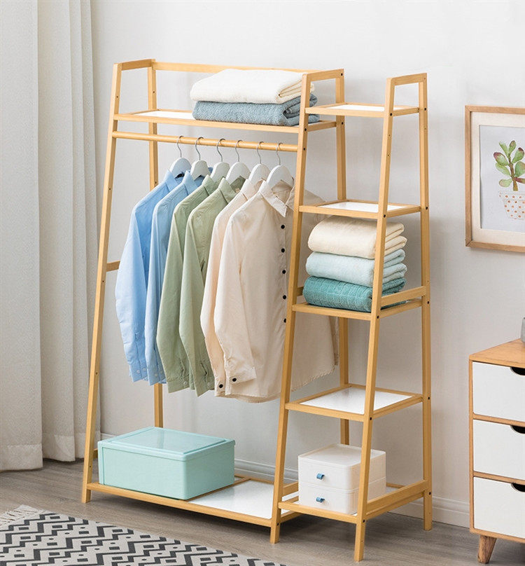 衣帽架落地卧室实木挂衣服架简易置物架简约现代家用房间收纳衣柜