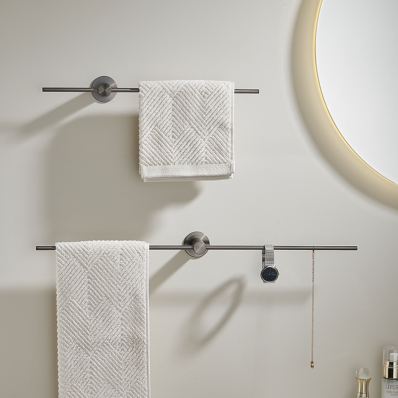 304不锈钢浴室洗漱间凉毛巾杆极简单杆毛巾架卫生间壁挂式免打孔