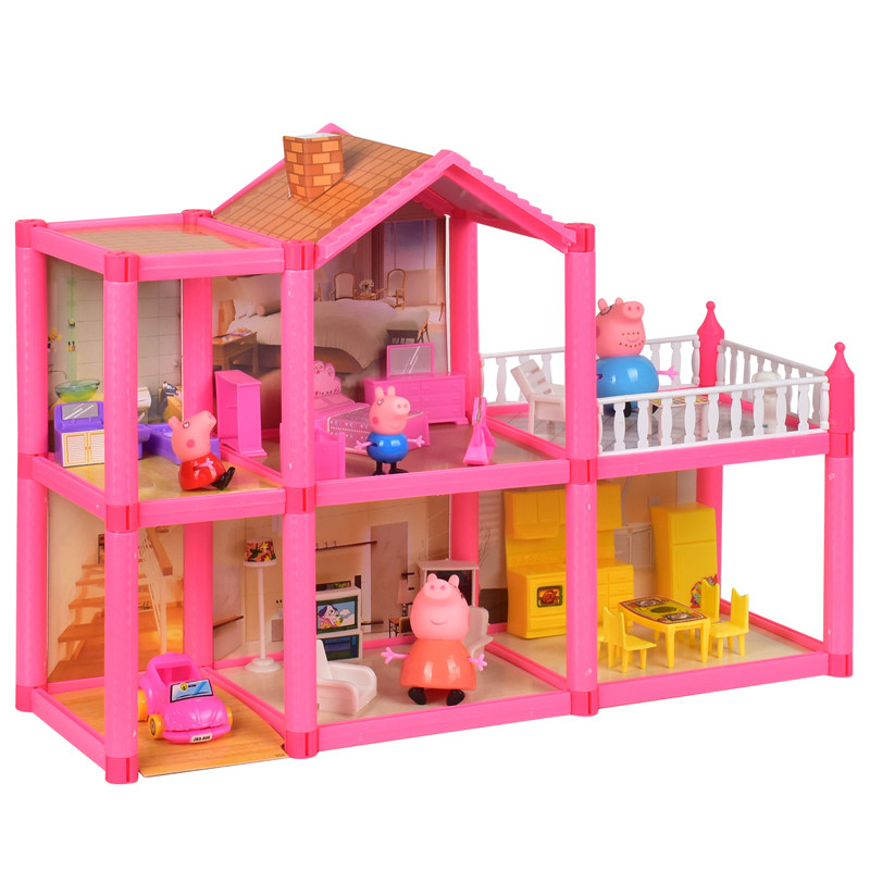 儿童小猪佩琪一家四口过家家房子别墅套装粉红佩佩奇猪女孩玩具屋