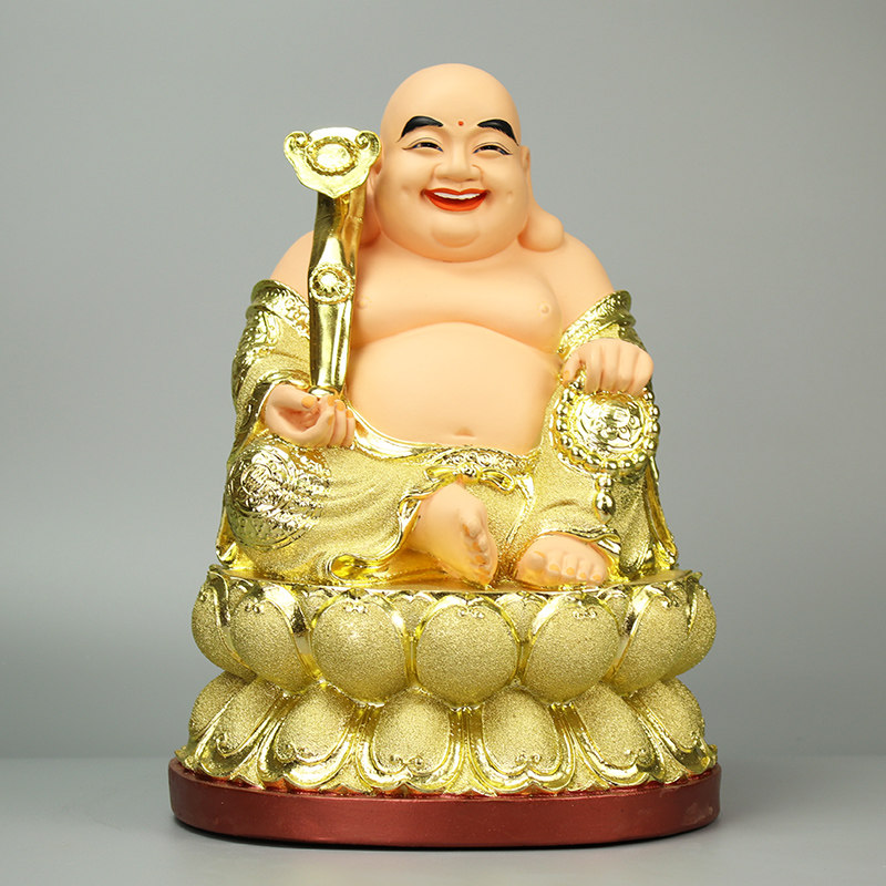 笑佛像大肚弥勒佛居家供奉客厅招财弥乐佛佛像寺庙开光树脂工艺品