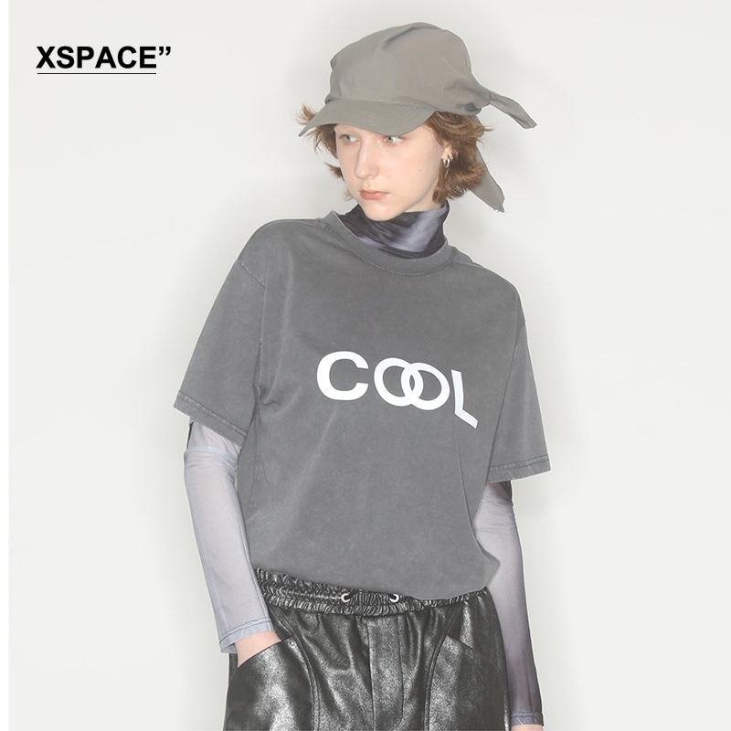 【XSPACE】AXYPAGES 2023‘COOL’水洗感简约印花设计款短袖T恤