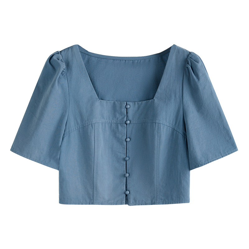 羊城故事方领衬衫女短袖复古港味新款2020年夏季外穿百搭半袖上衣