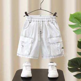 男童短裤夏季2024新款外穿儿童夏装白色大童夏天冰丝薄款工装裤子
