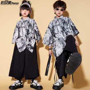 儿童街舞潮服中国风演出服男童hiphop古风套装女童嘻哈表演服装夏