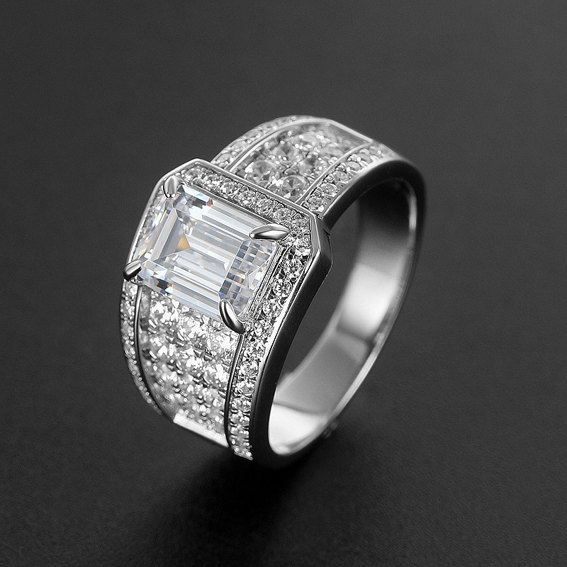 石尚饰家的优惠券大全—正品莫桑石戒指豪华男士银镀金3克拉钻戒潮男