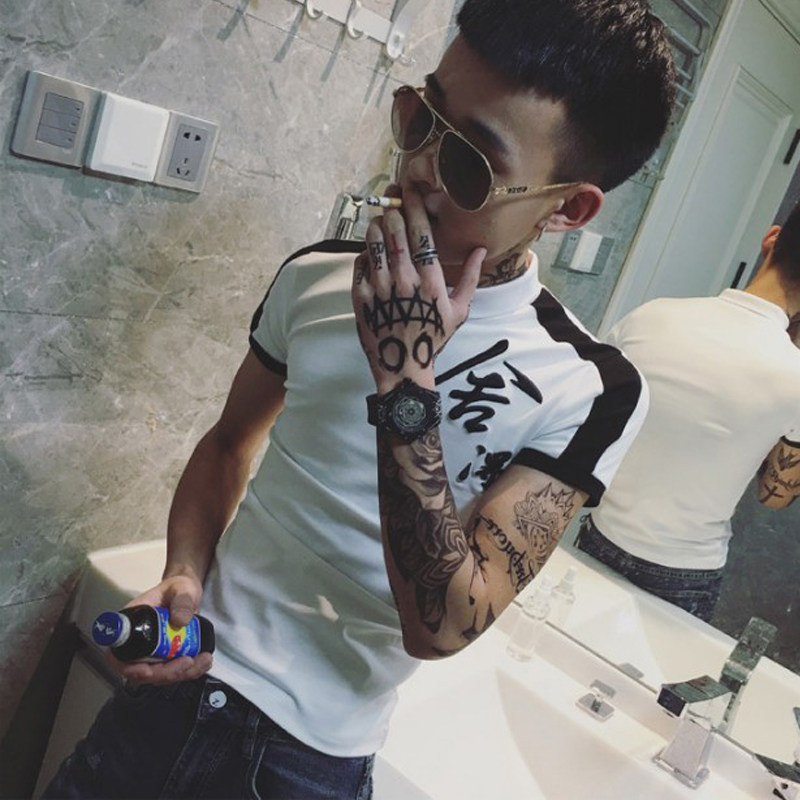 精神小伙潮流帅气紧身短袖男t恤夏装社会人修身弹力内搭上衣半袖