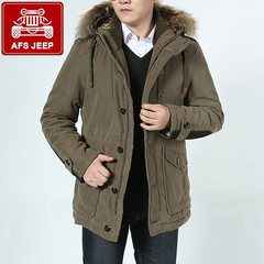 AFS JEEP/战地吉普棉衣男冬季加厚棉服外套 男装连帽大毛领棉袄男