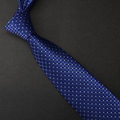 包邮送领带夹 蓝色格纹男士正装商务领带 职业面试西装工作领带