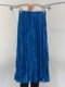 韩国夏季复古蓝色高腰褶皱半身裙女大摆遮胯显瘦a字中长款垂感裙