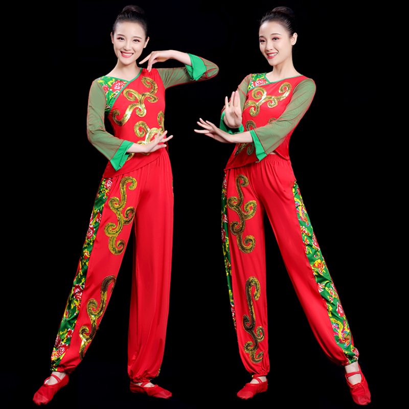 秧歌服女2021年新款民族风套装夏季东北大秧歌演出服舞蹈表演服装