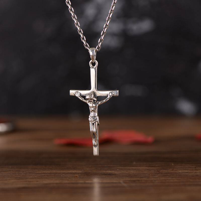 一折十字架泰银项链
