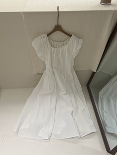 白色茶歇法式抽绳连衣裙女夏收腰显瘦气质超好看裙子仙女超仙森系