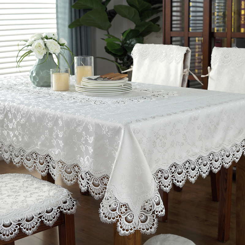 桌布布艺欧式蕾丝家用长方形茶几布正方形台布餐桌布椅垫椅套套装