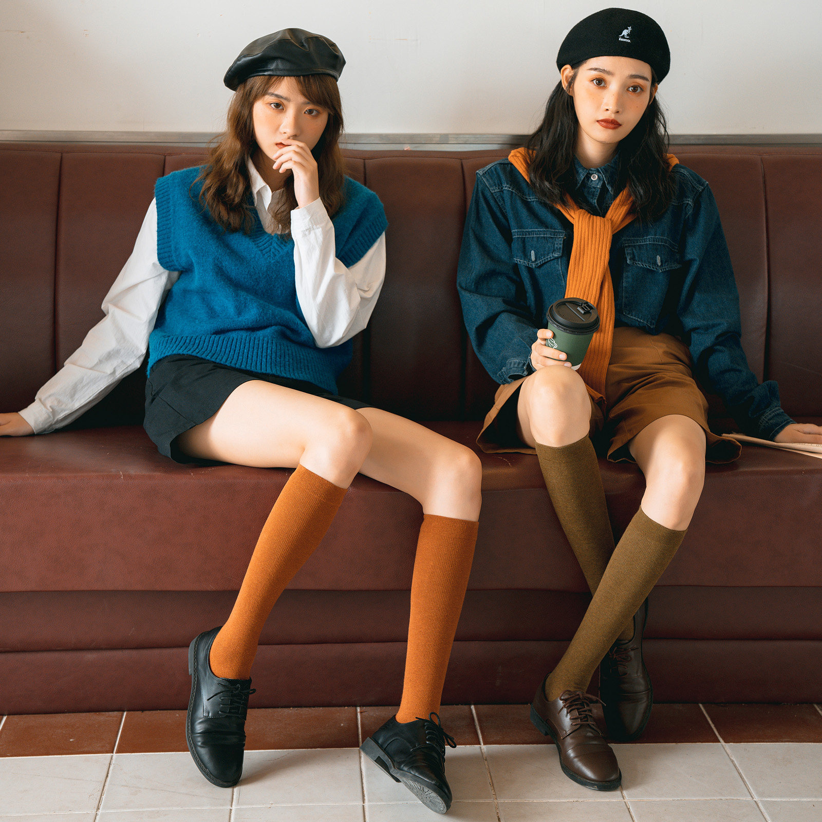 长筒袜子女春秋纯棉长筒袜韩国日系复古jk小腿袜黑色高筒及膝袜薄