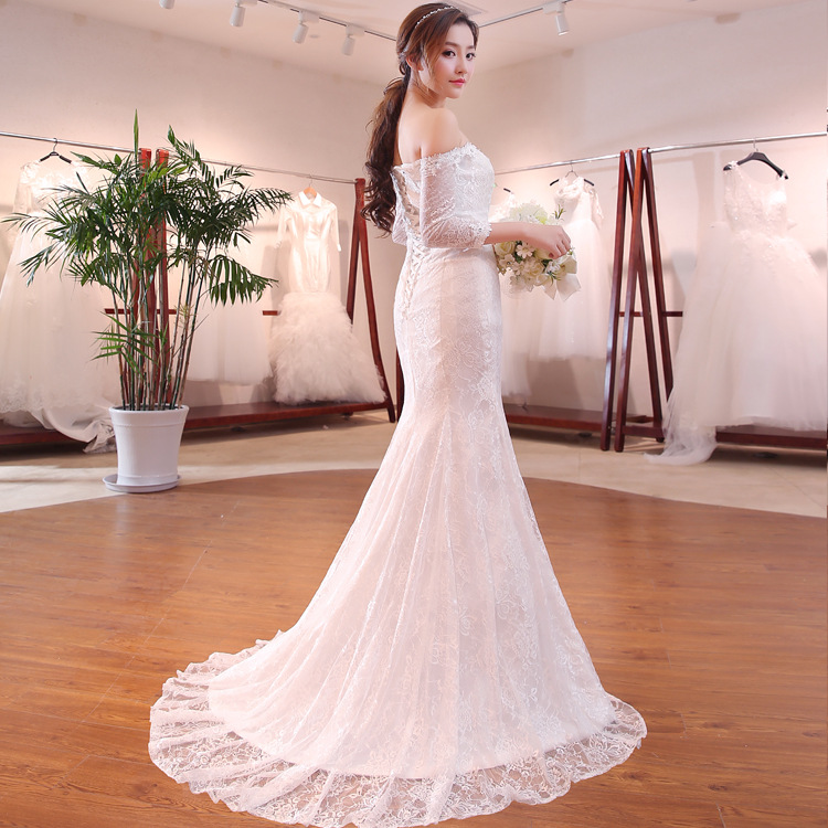 婚纱礼服2019新款春季韩版一字肩显瘦收腰鱼尾小拖尾蕾丝新娘Y03|ruв категории Женская одежда, Cвадебные платья, свадебное платье - от Buy2taobao.com для оказания профессиональной услуги покупки агента Taobao
