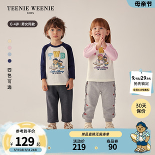 TeenieWeenie Kids小熊童装24春新款男女宝宝圆领插肩袖T恤