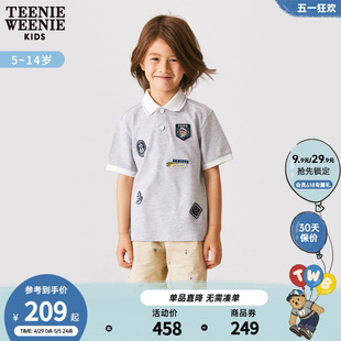 TeenieWeenie Kids小熊童装男童24年夏新款刺绣POLO衫纯棉短袖T恤