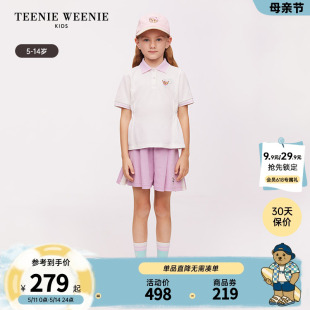 TeenieWeenie Kids小熊童装24夏新款女童翻领休闲百搭短袖POLO衫