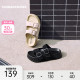 Toomanyshoes拖鞋25夏新款暑期旅行双扣踩屎感厚底真皮凉拖女外穿