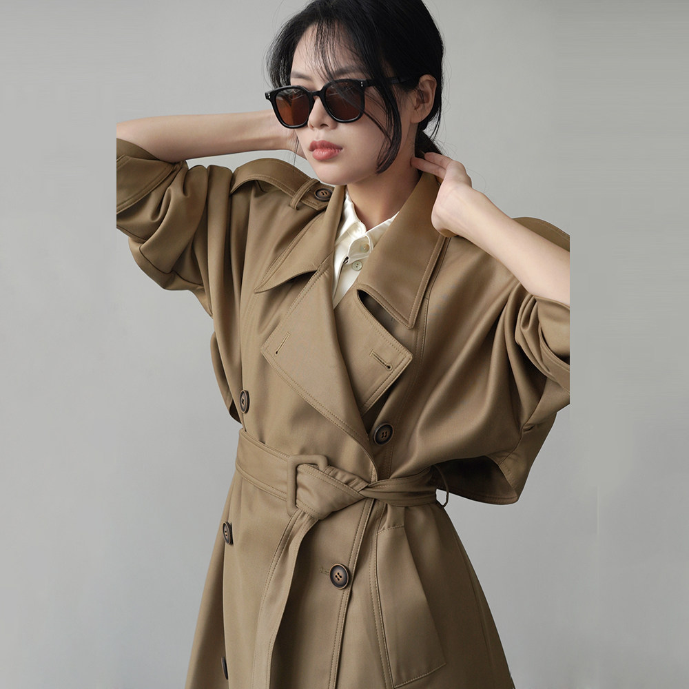 韩版挺括风衣外套女今年流行2022春秋高贵中长款气质长袖双排扣