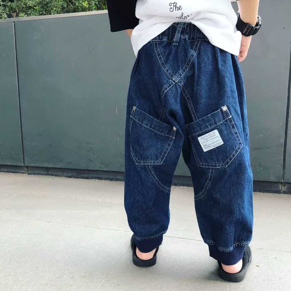 牛仔裤男童潮款吊裆裤女宽松哈伦裤秋2019新款中大童潮牌童装优惠券