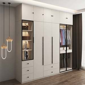 衣柜玻璃门简约现代家用卧室柜子组合衣橱平开门轻奢整体衣柜定制