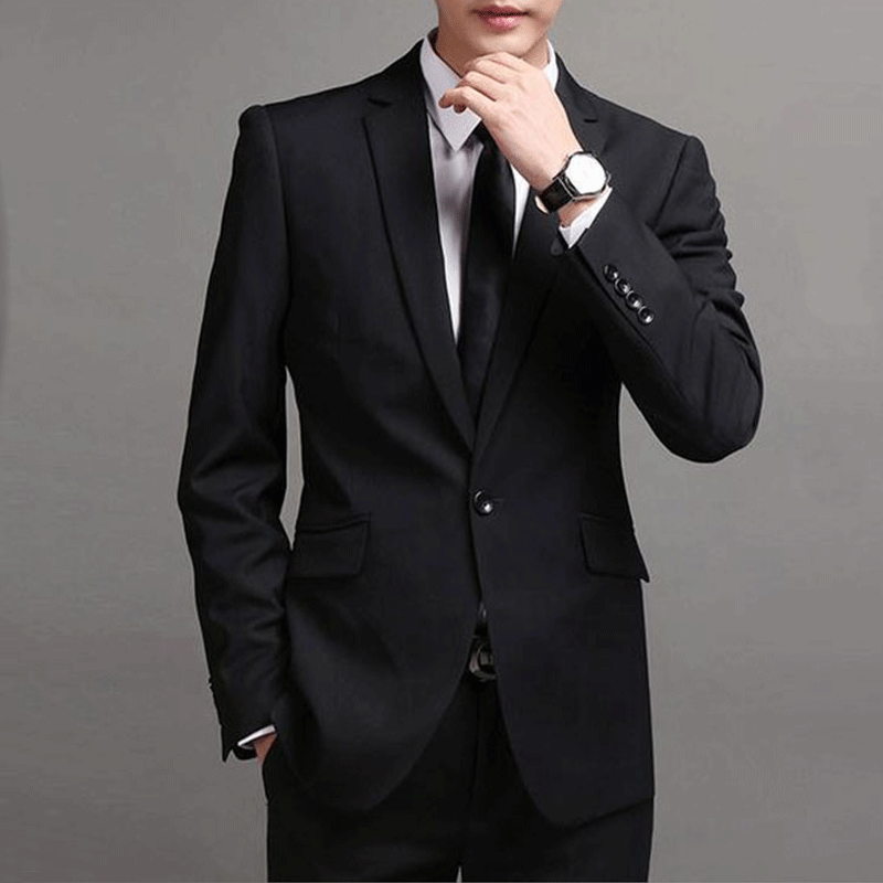 西服套装男职业装面试_正装西装男套装修身男士休闲气质小西装面试职