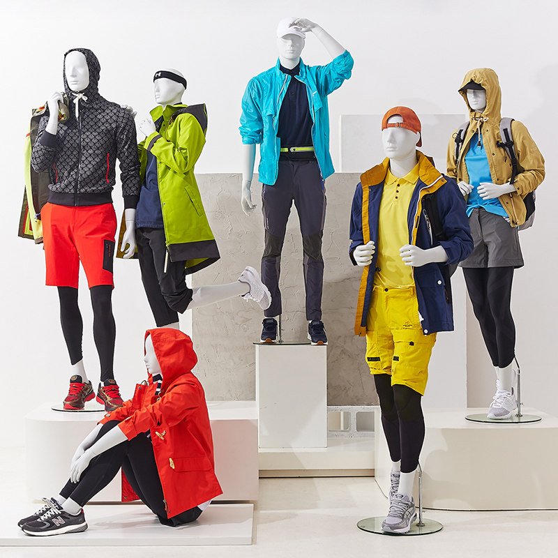 跑步登山户外服装店橱窗陈列男女全身模特道具人体架半身灰色组合