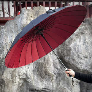 抗强风雨伞双层自动超大号加固24骨男双人暴雨专用长柄伞晴雨两用