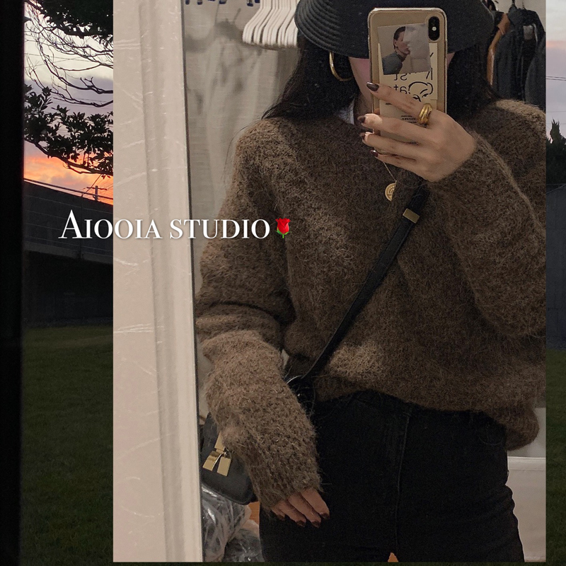 Aio|23秋冬慵懒时髦 婴驼羊驼绒马海毛毛衣 毛绒绒廓形厚实毛衣