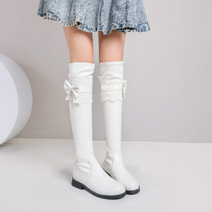 女童白色长靴图片