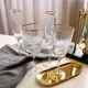 金边红酒杯三角创意个性酒杯玻璃高脚香槟起泡杯家用洋酒欧式奢华
