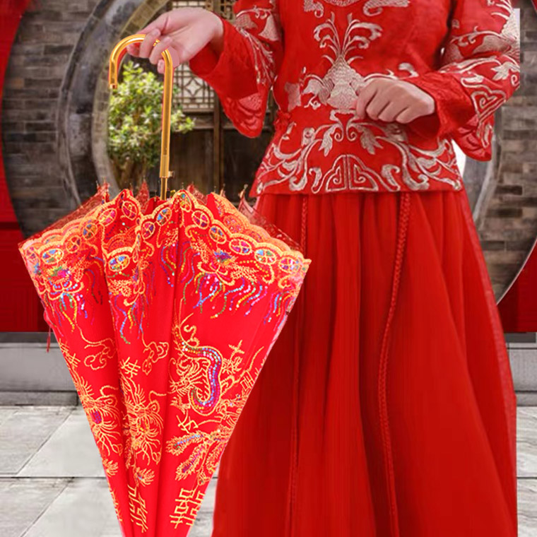 红伞婚庆结婚出嫁伞蕾丝花边刺绣长柄中式婚礼雨伞复古婚伞新娘伞|ruв категории начало ежедневно, зонтик/дождь/дождь/водостойкость, зонтик - от Buy2taobao.com для оказания профессиональной услуги покупки агента Taobao