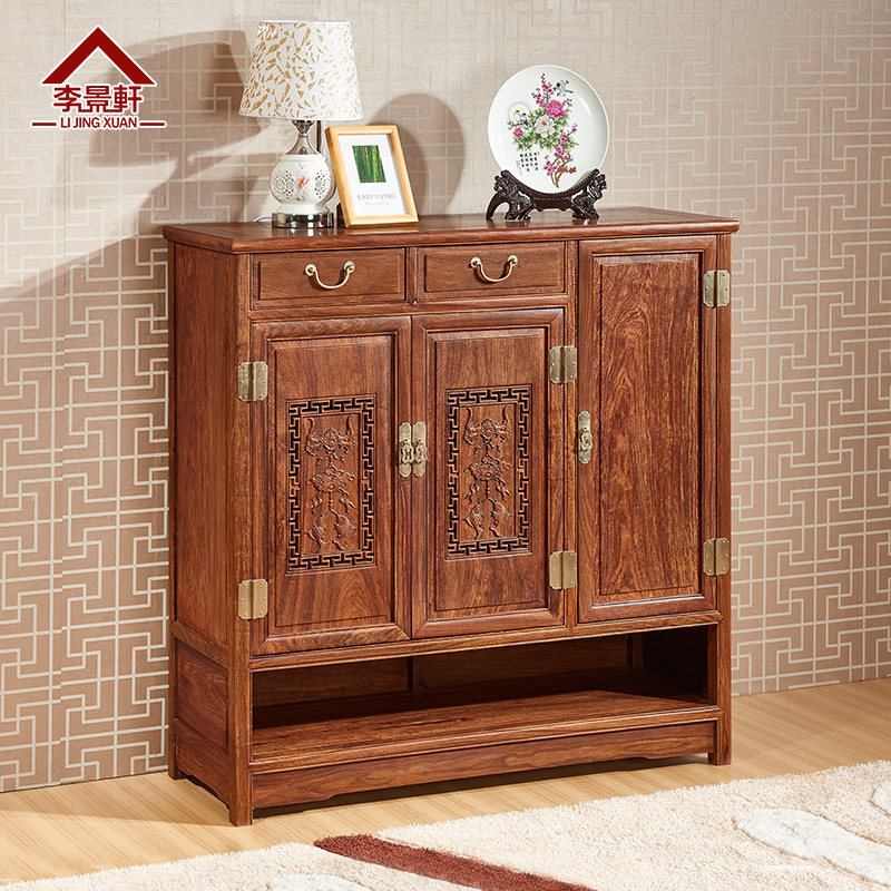 李景轩刺猬紫檀三门鞋柜实木红木家具花梨木客厅玄关柜收纳储物柜