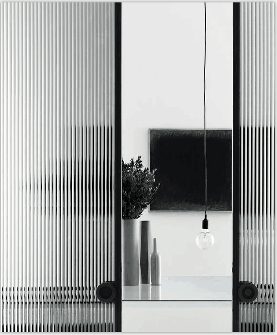 长虹压花玻璃瓦楞波浪艺术工艺玻璃隔断酒吧玄关屏风弧弯钢化定做