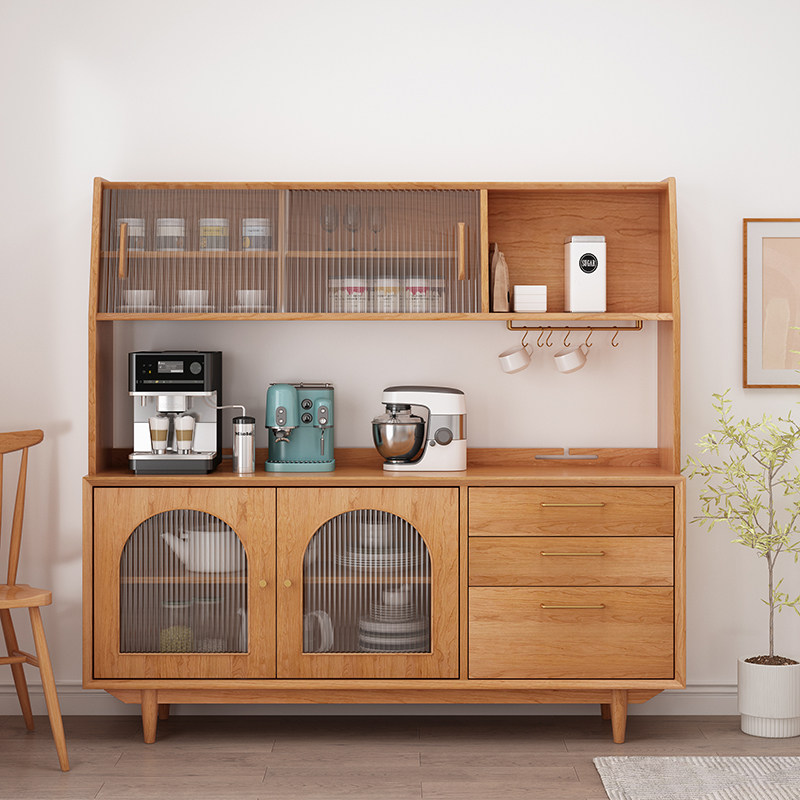 圣铭宜家北欧餐边柜全实木日式简约高柜子客厅家用酒柜一体靠墙储