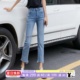 佐娜78288破洞小直筒九分裤女2024夏季新款高腰弹力小个子烟管裤