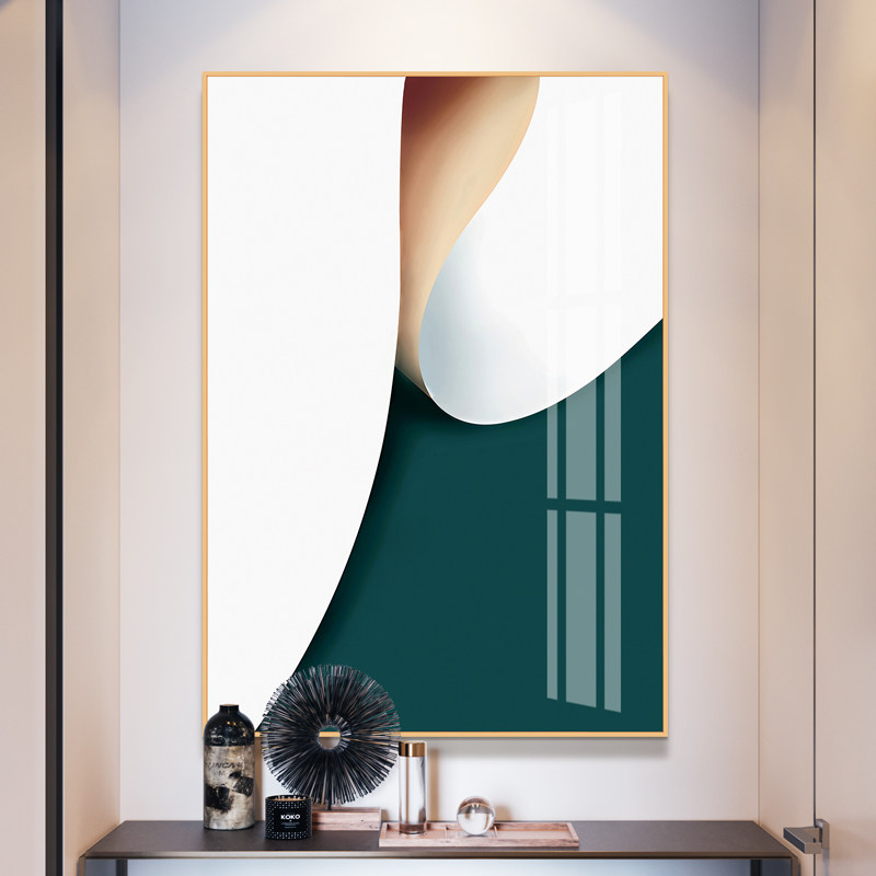 玄关抽象晶瓷画现代简约过道墙面装饰画客厅竖版挂画大气轻奢壁画