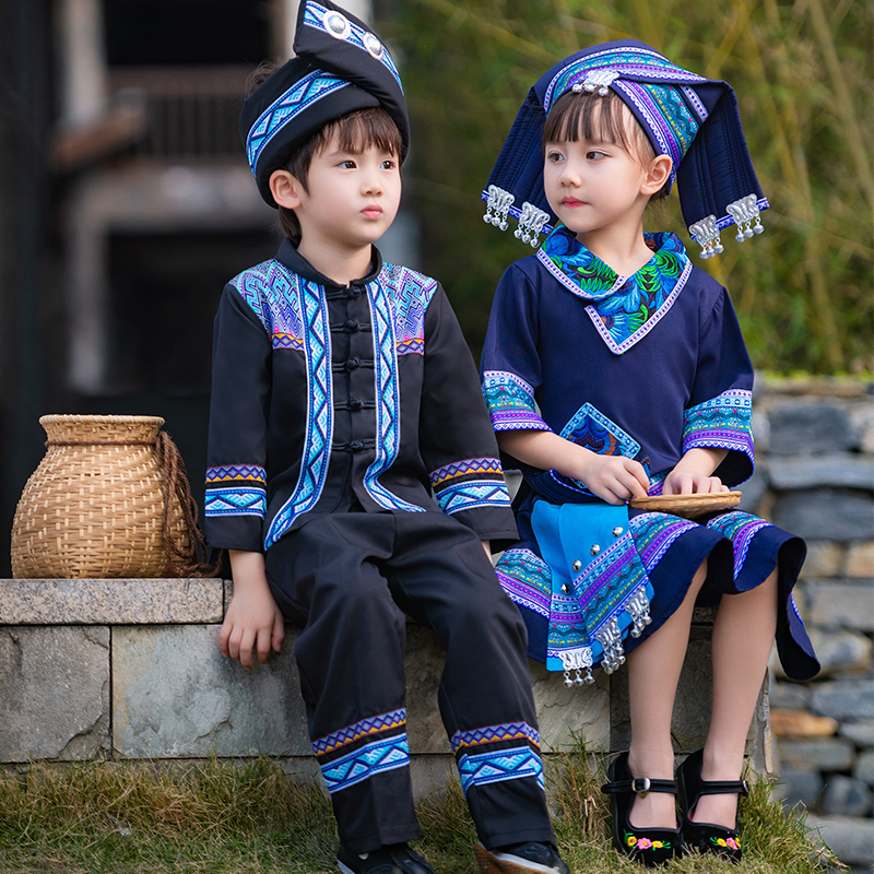 六一广西壮族儿童少数民族服饰瑶彝族男女苗族演出服传统表演衣服