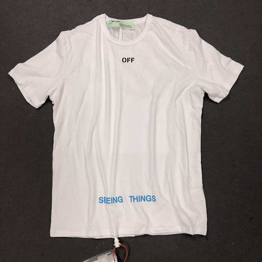 off18新款潮牌owfoff white 宗教条纹印花ow男女情侣同款短袖t