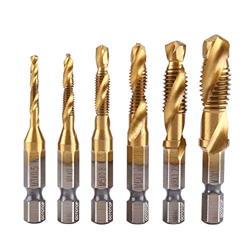 6Pcs M3 M4 M5 M6 M8 M10 Coated HSS Spiral Flute Metric Taps